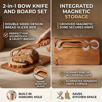 Sourdough Bread Slicer | Bread Cutting Board | 420 Stainless Steel Blade with Magnetic Backing for Easy Storage | Measurement Markings | For Sourdough Bread, Bagel | Ideal for Baking Enthusiasts