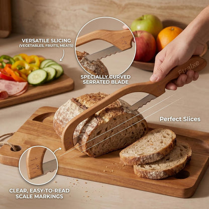 Sourdough Bread Slicer | Bread Cutting Board | 420 Stainless Steel Blade with Magnetic Backing for Easy Storage | Measurement Markings | For Sourdough Bread, Bagel | Ideal for Baking Enthusiasts