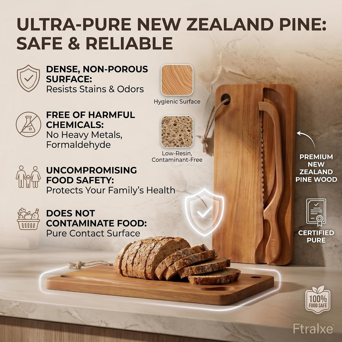 Sourdough Bread Slicer | Bread Cutting Board | 420 Stainless Steel Blade with Magnetic Backing for Easy Storage | Measurement Markings | For Sourdough Bread, Bagel | Ideal for Baking Enthusiasts