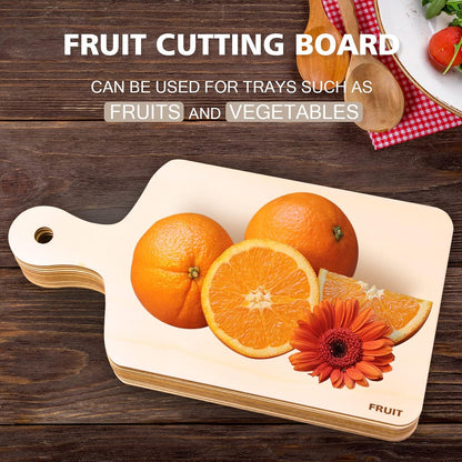 12 PCS Wooden Mini Cutting Board with Handle,Rectangle Unfinished Wood Craft Paddle Serving Tray Chopping Board Cutout for DIY Thanksgiving Christmas Home Kitchen Fruit Decor (11.8 x 6.3 Inch)