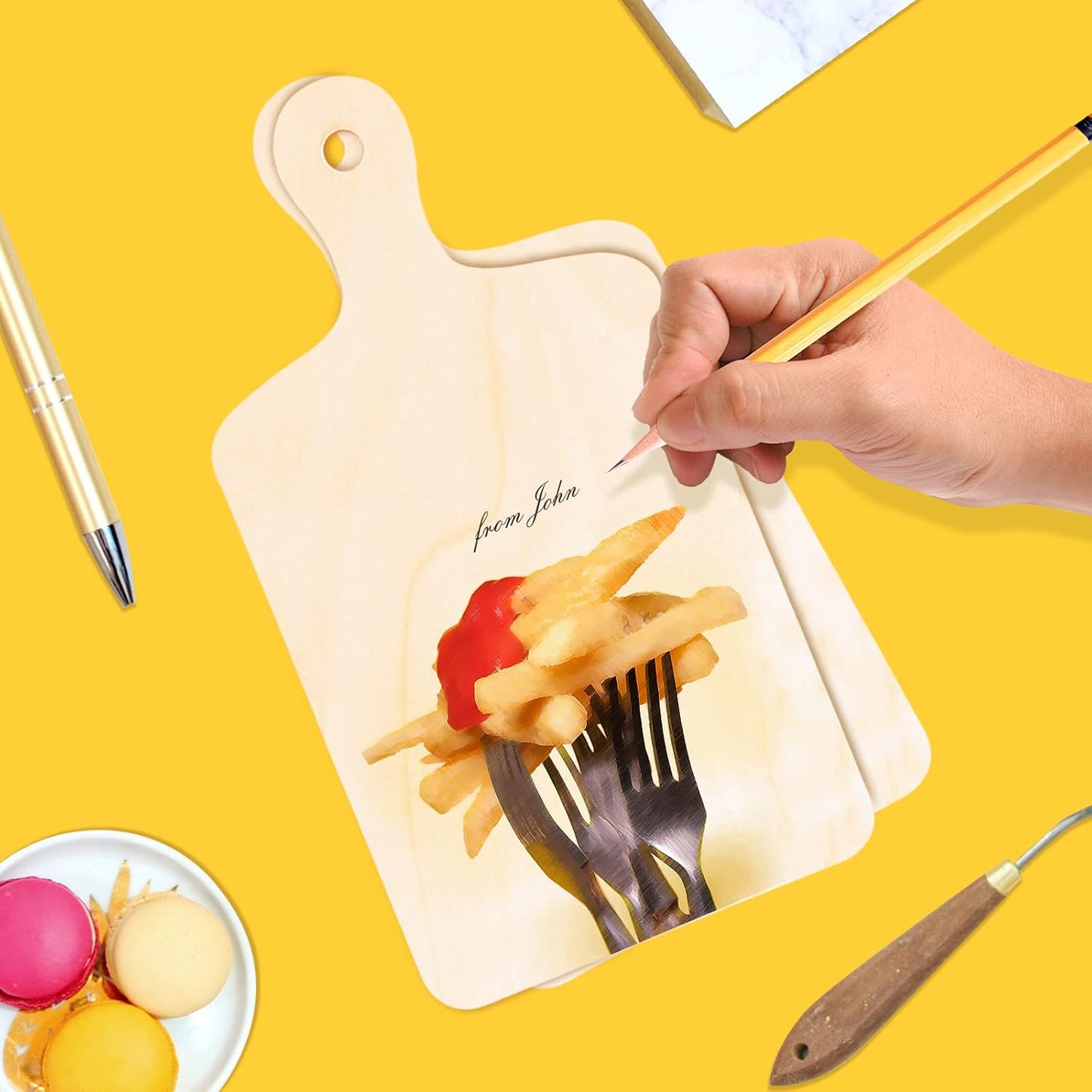 12 PCS Wooden Mini Cutting Board with Handle,Rectangle Unfinished Wood Craft Paddle Serving Tray Chopping Board Cutout for DIY Thanksgiving Christmas Home Kitchen Fruit Decor (11.8 x 6.3 Inch)