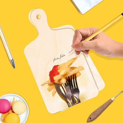 12 PCS Wooden Mini Cutting Board with Handle,Rectangle Unfinished Wood Craft Paddle Serving Tray Chopping Board Cutout for DIY Thanksgiving Christmas Home Kitchen Fruit Decor (11.8 x 6.3 Inch)