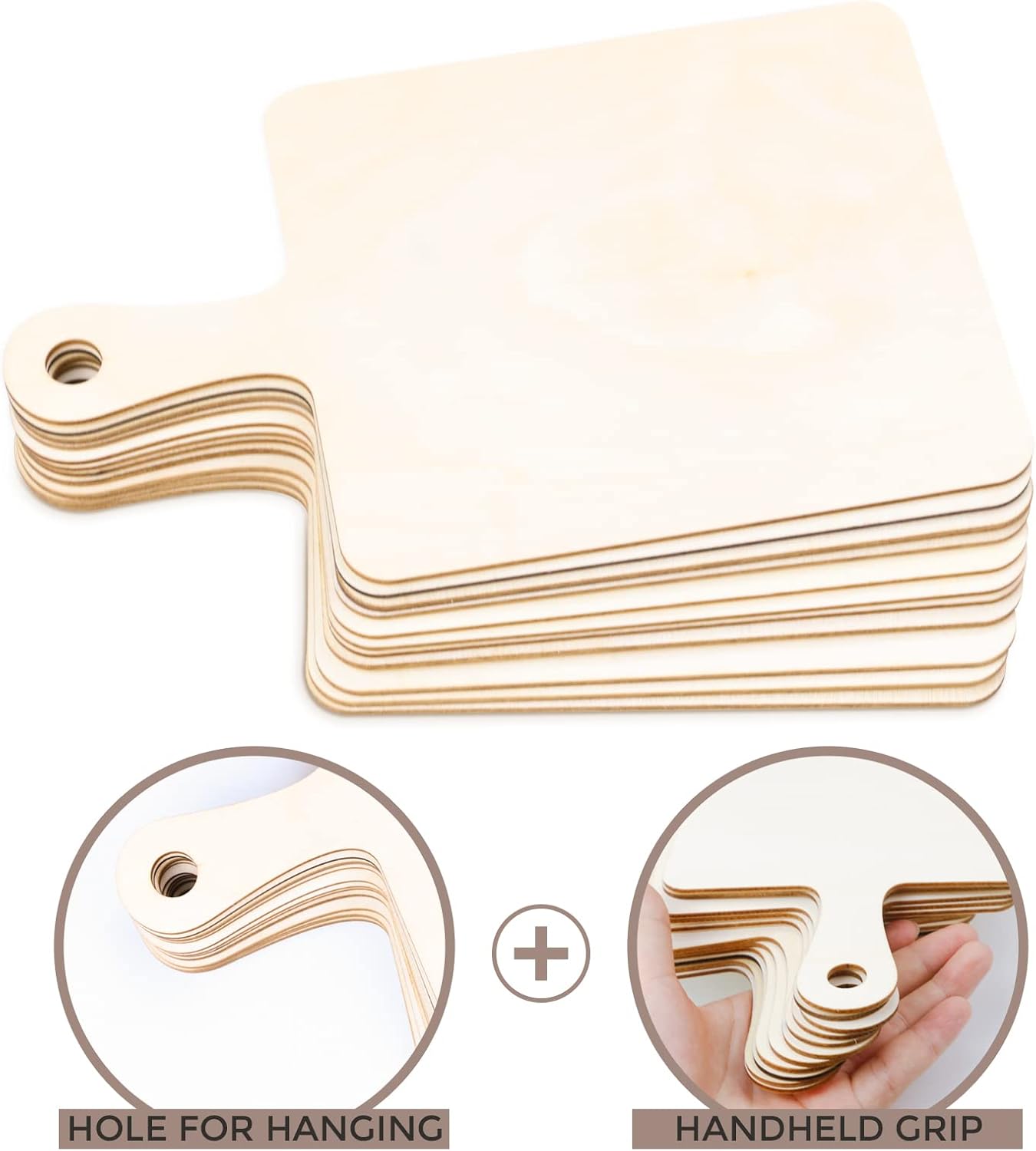 12 PCS Wooden Mini Cutting Board with Handle,Rectangle Unfinished Wood Craft Paddle Serving Tray Chopping Board Cutout for DIY Thanksgiving Christmas Home Kitchen Fruit Decor (11.8 x 6.3 Inch)