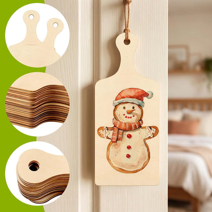 12 PCS Wooden Mini Cutting Board with Handle,Rectangle Unfinished Wood Craft Paddle Serving Tray Chopping Board Cutout for DIY Thanksgiving Christmas Home Kitchen Fruit Decor (11.8 x 6.3 Inch)