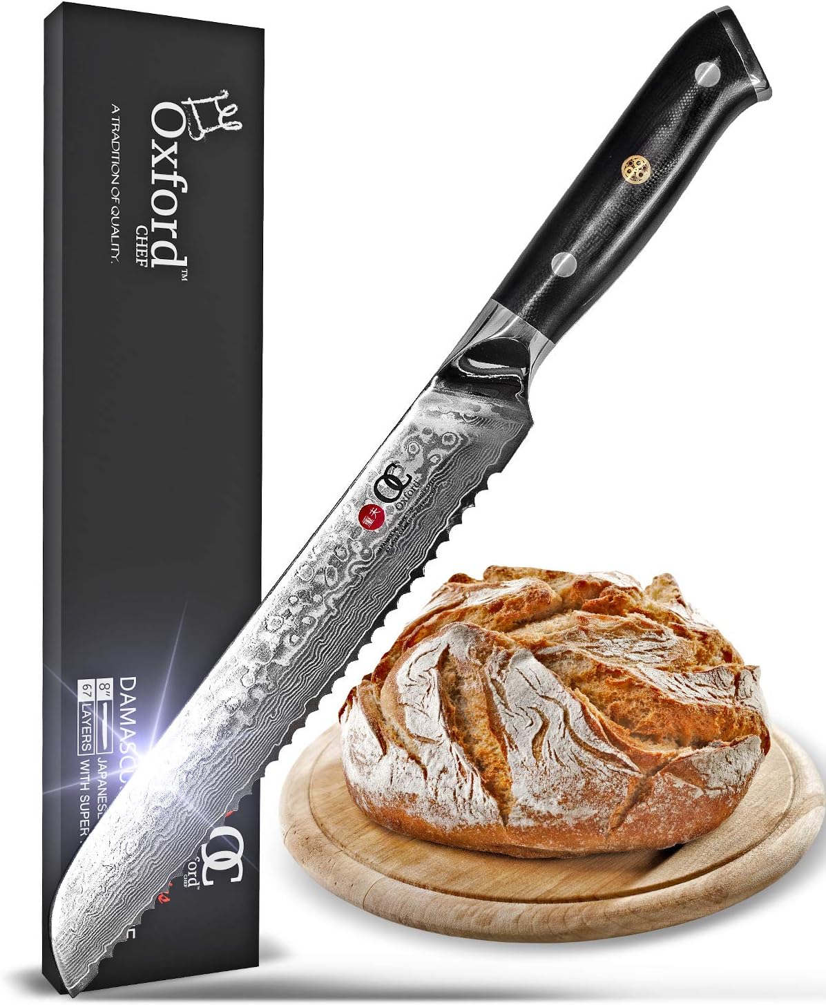 Kiritsuke Chef's Knife 8 Inch Damascus Japanese VG10 Super Steel 67 Layer High Carbon Stainless Steel