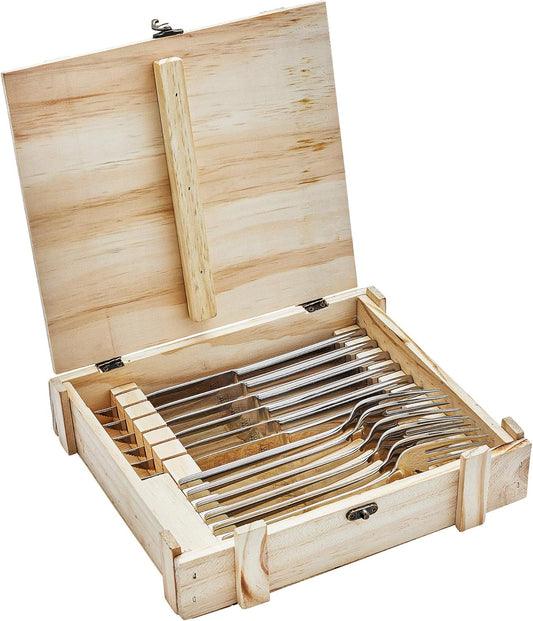Steak Dinner 12-Piece Set includes forks and steak knives, Gift Set with Presentation Box