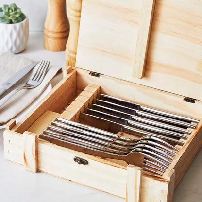 Steak Dinner 12-Piece Set includes forks and steak knives, Gift Set with Presentation Box