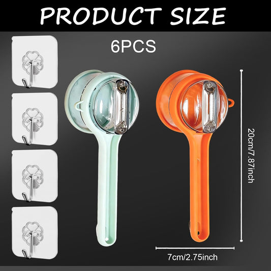 2 Pcs Peeler with Container, Peeling Knife with Storage Box, With 4 Hooks, Easy to Clean Double-Sided Stainless Steel Vegetable Peeler With Container for Home Kitchen