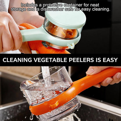 2 Pcs Peeler with Container, Peeling Knife with Storage Box, With 4 Hooks, Easy to Clean Double-Sided Stainless Steel Vegetable Peeler With Container for Home Kitchen