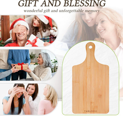 Bamboo Cutting Board Set of 3 with Handle, Wooden Cutting Boards for Kitchen, Bamboo Chopping Board Set for Meat, Vegetables, Fruit and Bread
