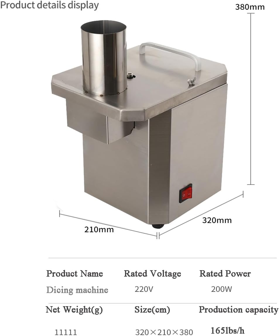 Commercial Vegetable Chopper Slicer Shredder, 110V Stainless Steel | Automatic Fruit and Vegetable Chopper Dicer Chopper Shredder Machine for Onions, Carrots, Cucumbers, Diced Ham, Potatoes