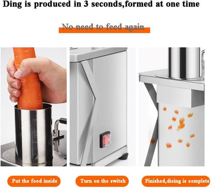 Commercial Vegetable Chopper Slicer Shredder, 110V Stainless Steel | Automatic Fruit and Vegetable Chopper Dicer Chopper Shredder Machine for Onions, Carrots, Cucumbers, Diced Ham, Potatoes