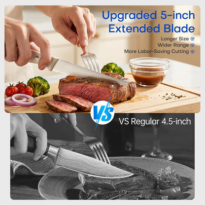 Chef Knife Set, High Carbon Stainless Steel Ultra Sharp Blade Ergonomic Handle, Kitchen Knife Block Set with Built-in Sharpener, Elegant Gift for Holiday(15 PCS Pro White)
