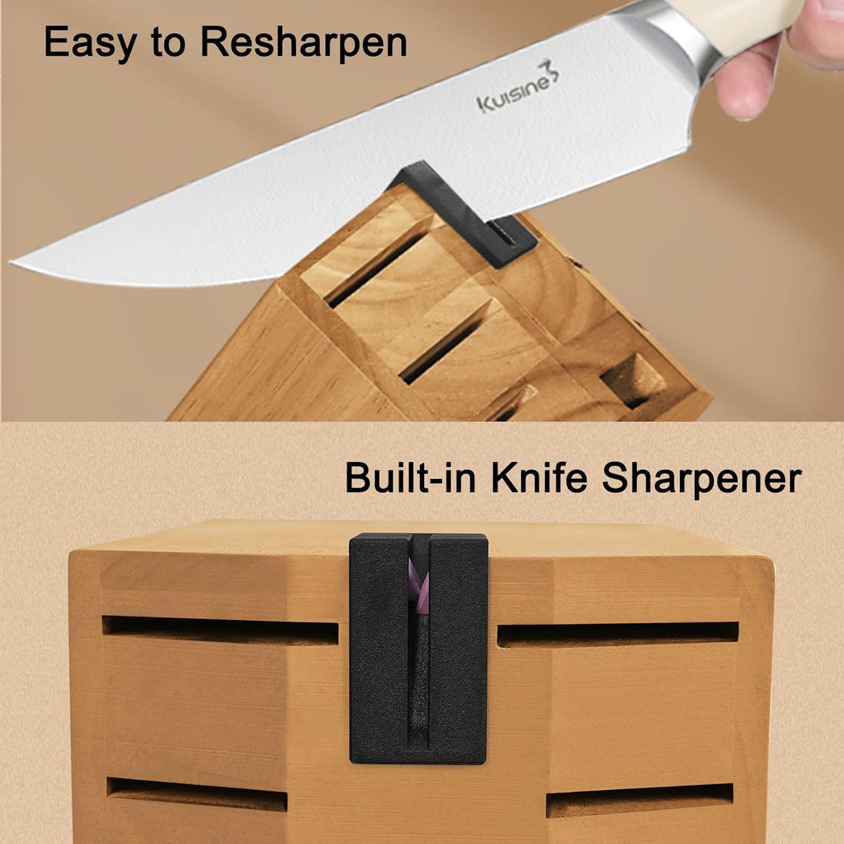 Chef Knife Set, High Carbon Stainless Steel Ultra Sharp Blade Ergonomic Handle, Kitchen Knife Block Set with Built-in Sharpener, Elegant Gift for Holiday(15 PCS Pro White)