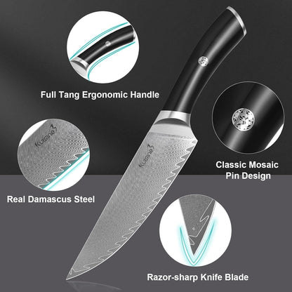 Chef Knife Set, High Carbon Stainless Steel Ultra Sharp Blade Ergonomic Handle, Kitchen Knife Block Set with Built-in Sharpener, Elegant Gift for Holiday(15 PCS Pro White)