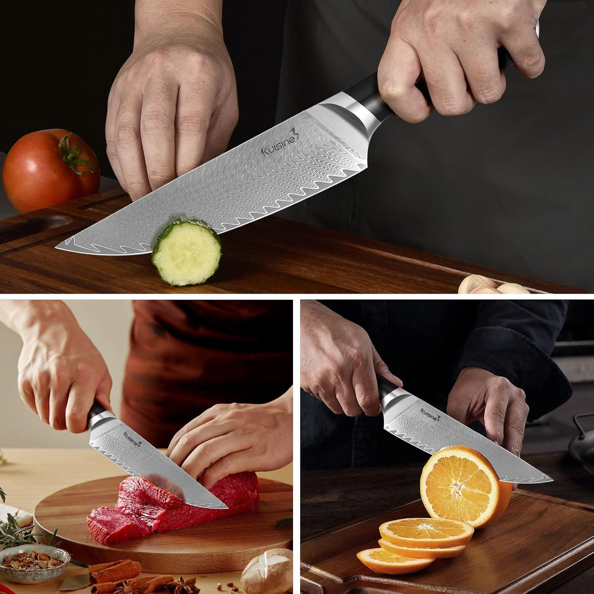 Chef Knife Set, High Carbon Stainless Steel Ultra Sharp Blade Ergonomic Handle, Kitchen Knife Block Set with Built-in Sharpener, Elegant Gift for Holiday(15 PCS Pro White)