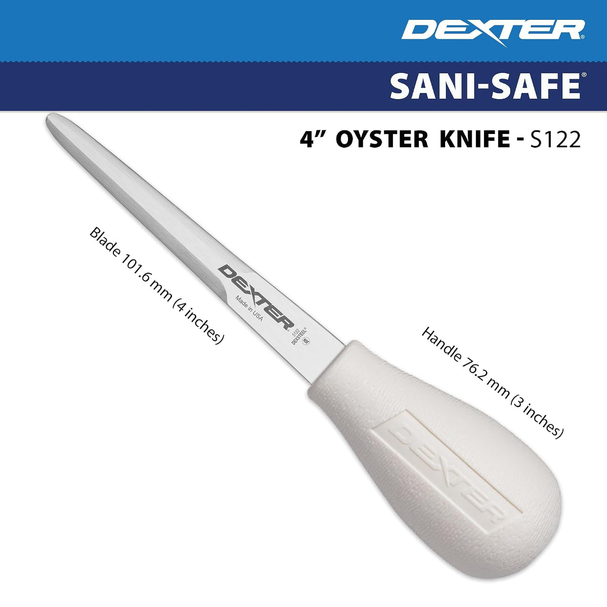 Sani-Safe S122-PCP 4" Boston Pattern Oyster Knife with Polypropylene Handle