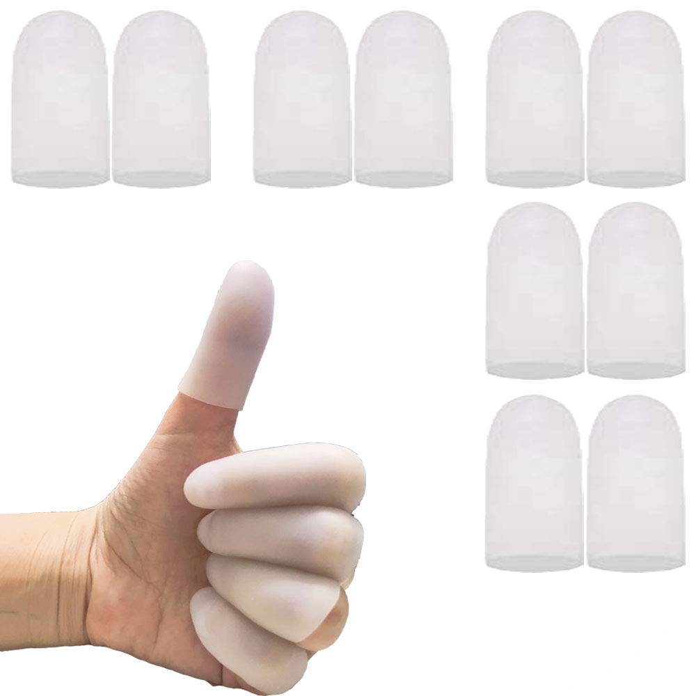 Gel Finger Protectors Finger Caps Silicone Fingertips Protection - Finger Cots Great for Trigger Finger, Finger Arthritis, Finger Cracking and Other Finger Pain Relief (Small)