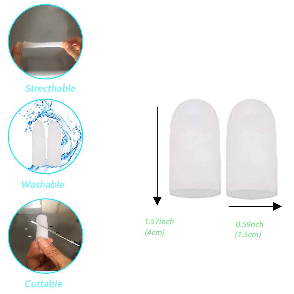 Gel Finger Protectors Finger Caps Silicone Fingertips Protection - Finger Cots Great for Trigger Finger, Finger Arthritis, Finger Cracking and Other Finger Pain Relief (Small)