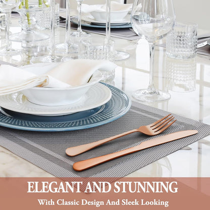24 Pcs Silverware Set with Steak Knives for 4, Stainless Steel Flatware Set, Mirror Polished Cutlery Utensil Sets, Home Kitchen Eating Tableware, Dishwasher Safe