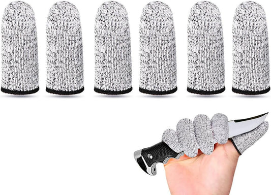 3 Pairs Cut Resistant Finger Protector Sleeves High Abrasion Resistant Finger Cots Reusable for Kitchen Work Sculpture Craft Safety