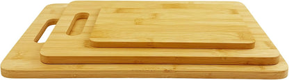 Bamboo Cutting Board Set of 3 for Kitchen | Wooden, Lightweight, Hanging Hole for Easy Storage, Knife Friendly, Food Grade