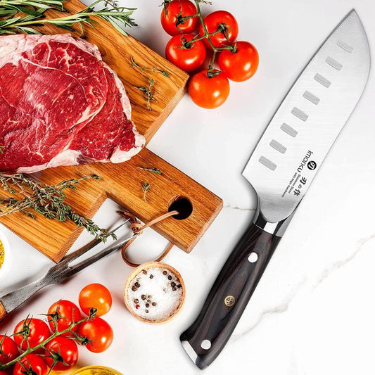 Santoku Knife 5 Inch, Japanese High Carbon Stainless Steel | Ultra Sharp Kitchen Knife, Chef Knife for Cutting Vegetable Meat, Ergonomic Pakkawood Handle, Best Choice for Home Kitchen
