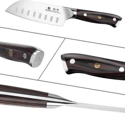 Santoku Knife 5 Inch, Japanese High Carbon Stainless Steel | Ultra Sharp Kitchen Knife, Chef Knife for Cutting Vegetable Meat, Ergonomic Pakkawood Handle, Best Choice for Home Kitchen
