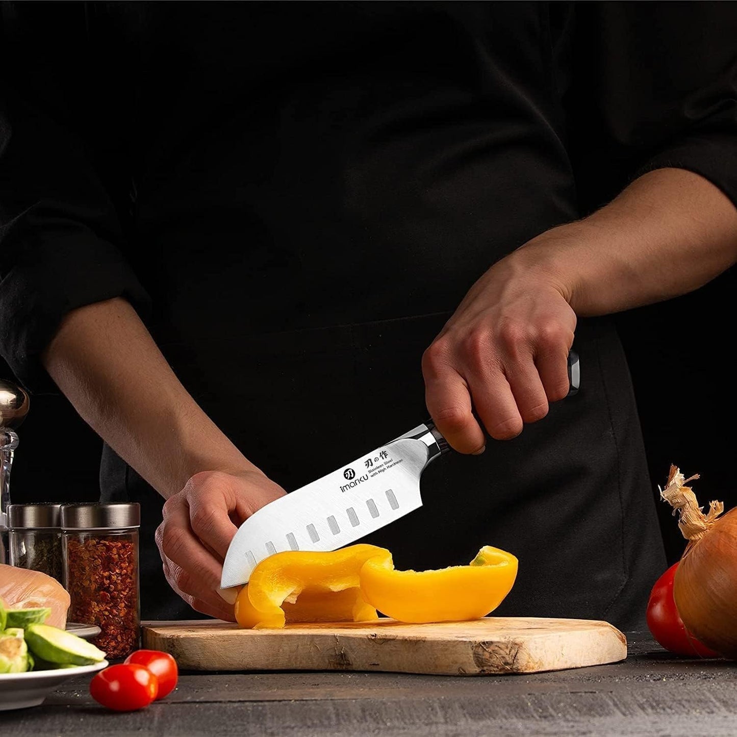 Santoku Knife 5 Inch, Japanese High Carbon Stainless Steel | Ultra Sharp Kitchen Knife, Chef Knife for Cutting Vegetable Meat, Ergonomic Pakkawood Handle, Best Choice for Home Kitchen