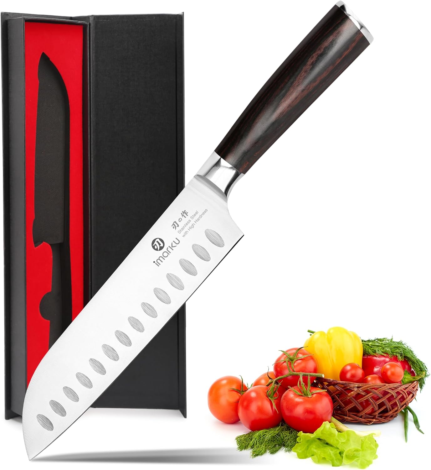 Santoku Knife 5 Inch, Japanese High Carbon Stainless Steel | Ultra Sharp Kitchen Knife, Chef Knife for Cutting Vegetable Meat, Ergonomic Pakkawood Handle, Best Choice for Home Kitchen