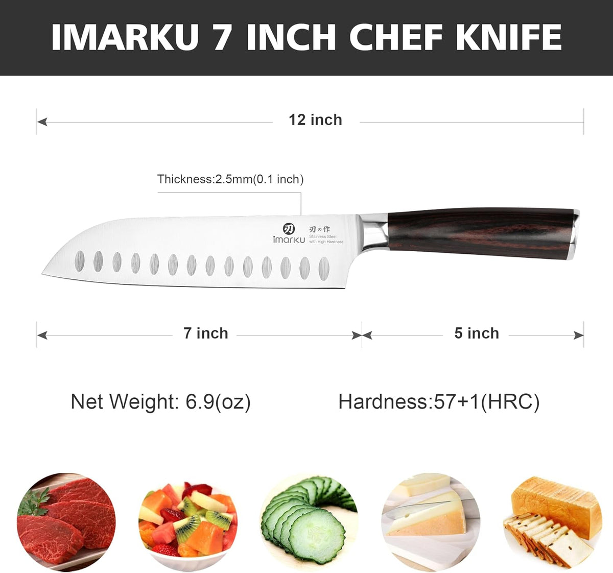 Santoku Knife 5 Inch, Japanese High Carbon Stainless Steel | Ultra Sharp Kitchen Knife, Chef Knife for Cutting Vegetable Meat, Ergonomic Pakkawood Handle, Best Choice for Home Kitchen