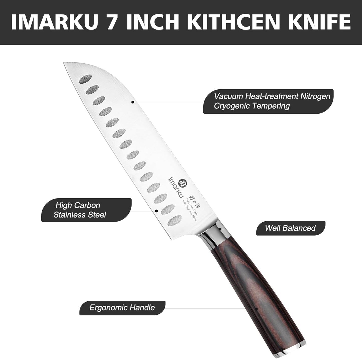 Santoku Knife 5 Inch, Japanese High Carbon Stainless Steel | Ultra Sharp Kitchen Knife, Chef Knife for Cutting Vegetable Meat, Ergonomic Pakkawood Handle, Best Choice for Home Kitchen