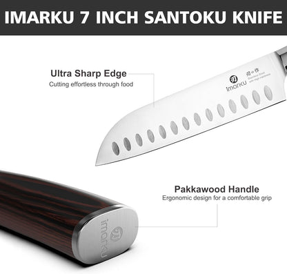 Santoku Knife 5 Inch, Japanese High Carbon Stainless Steel | Ultra Sharp Kitchen Knife, Chef Knife for Cutting Vegetable Meat, Ergonomic Pakkawood Handle, Best Choice for Home Kitchen