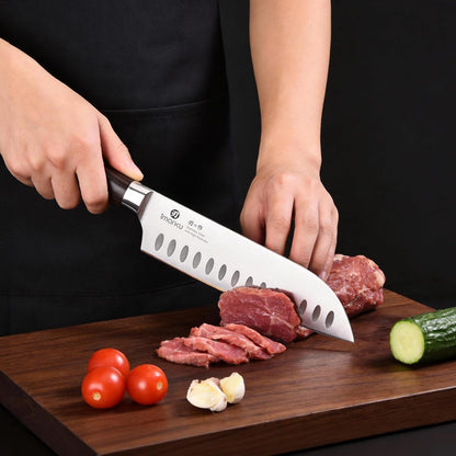 Santoku Knife 5 Inch, Japanese High Carbon Stainless Steel | Ultra Sharp Kitchen Knife, Chef Knife for Cutting Vegetable Meat, Ergonomic Pakkawood Handle, Best Choice for Home Kitchen