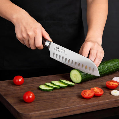 Santoku Knife 5 Inch, Japanese High Carbon Stainless Steel | Ultra Sharp Kitchen Knife, Chef Knife for Cutting Vegetable Meat, Ergonomic Pakkawood Handle, Best Choice for Home Kitchen
