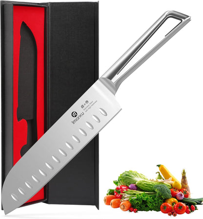 Santoku Knife 5 Inch, Japanese High Carbon Stainless Steel | Ultra Sharp Kitchen Knife, Chef Knife for Cutting Vegetable Meat, Ergonomic Pakkawood Handle, Best Choice for Home Kitchen