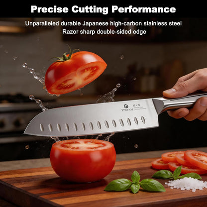 Santoku Knife 5 Inch, Japanese High Carbon Stainless Steel | Ultra Sharp Kitchen Knife, Chef Knife for Cutting Vegetable Meat, Ergonomic Pakkawood Handle, Best Choice for Home Kitchen