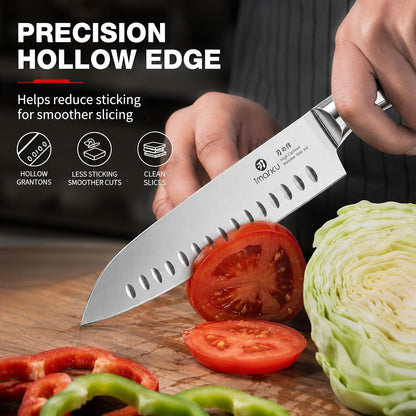Santoku Knife 5 Inch, Japanese High Carbon Stainless Steel | Ultra Sharp Kitchen Knife, Chef Knife for Cutting Vegetable Meat, Ergonomic Pakkawood Handle, Best Choice for Home Kitchen