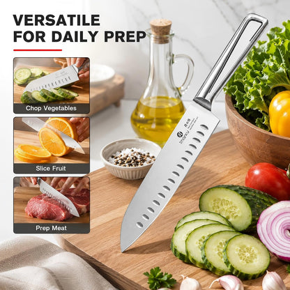 Santoku Knife 5 Inch, Japanese High Carbon Stainless Steel | Ultra Sharp Kitchen Knife, Chef Knife for Cutting Vegetable Meat, Ergonomic Pakkawood Handle, Best Choice for Home Kitchen