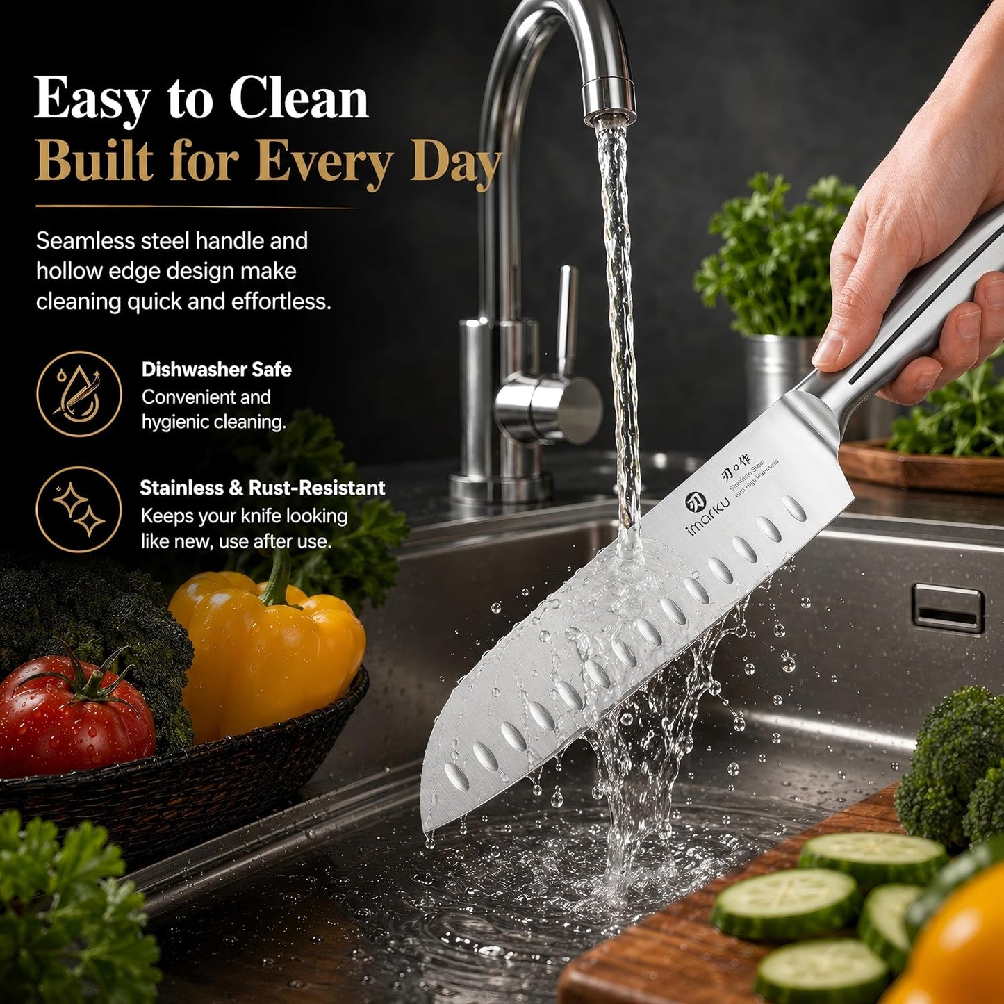 Santoku Knife 5 Inch, Japanese High Carbon Stainless Steel | Ultra Sharp Kitchen Knife, Chef Knife for Cutting Vegetable Meat, Ergonomic Pakkawood Handle, Best Choice for Home Kitchen