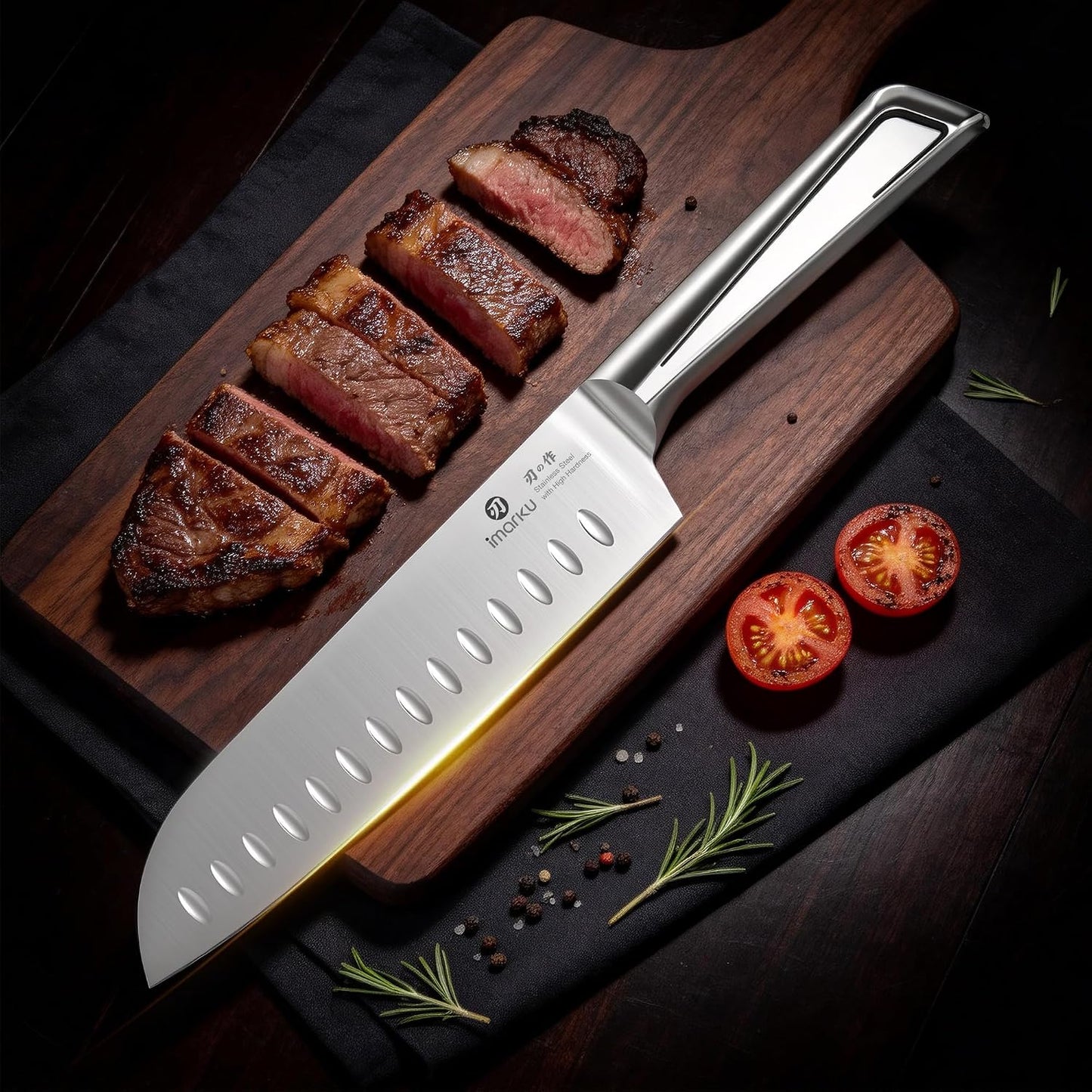 Santoku Knife 5 Inch, Japanese High Carbon Stainless Steel | Ultra Sharp Kitchen Knife, Chef Knife for Cutting Vegetable Meat, Ergonomic Pakkawood Handle, Best Choice for Home Kitchen