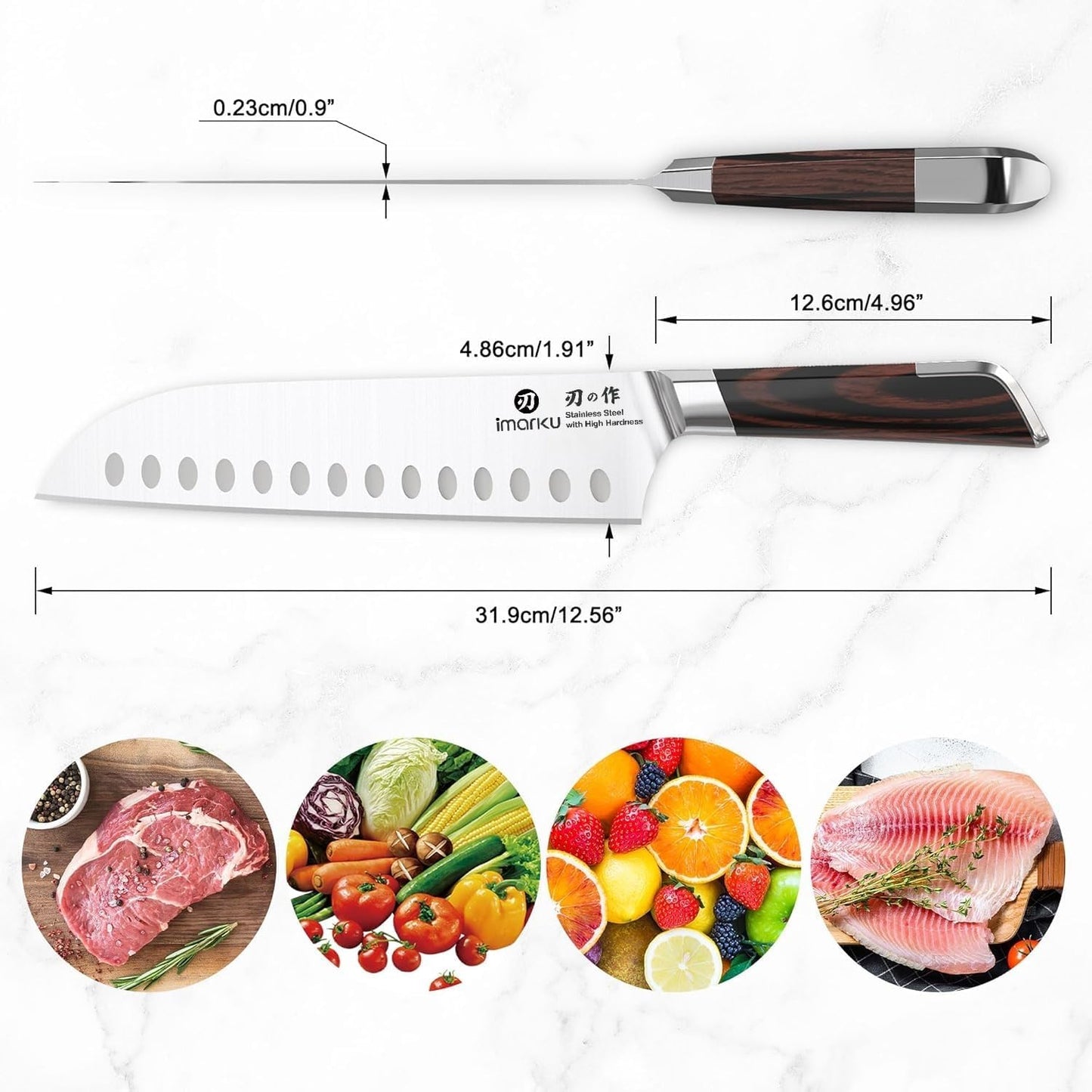Santoku Knife 5 Inch, Japanese High Carbon Stainless Steel | Ultra Sharp Kitchen Knife, Chef Knife for Cutting Vegetable Meat, Ergonomic Pakkawood Handle, Best Choice for Home Kitchen