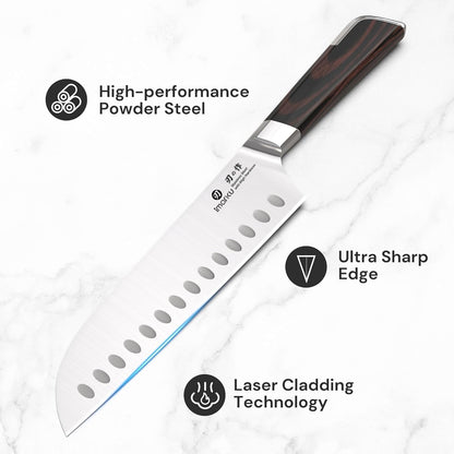 Santoku Knife 5 Inch, Japanese High Carbon Stainless Steel | Ultra Sharp Kitchen Knife, Chef Knife for Cutting Vegetable Meat, Ergonomic Pakkawood Handle, Best Choice for Home Kitchen