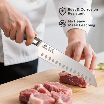 Santoku Knife 5 Inch, Japanese High Carbon Stainless Steel | Ultra Sharp Kitchen Knife, Chef Knife for Cutting Vegetable Meat, Ergonomic Pakkawood Handle, Best Choice for Home Kitchen