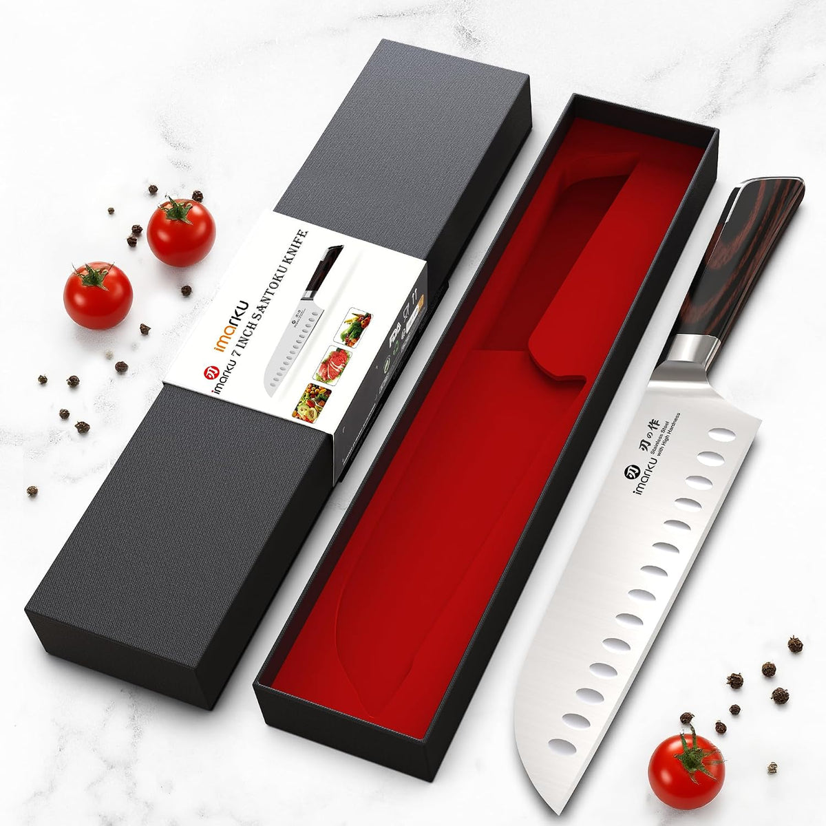 Santoku Knife 5 Inch, Japanese High Carbon Stainless Steel | Ultra Sharp Kitchen Knife, Chef Knife for Cutting Vegetable Meat, Ergonomic Pakkawood Handle, Best Choice for Home Kitchen