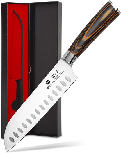 Santoku Knife 5 Inch, Japanese High Carbon Stainless Steel | Ultra Sharp Kitchen Knife, Chef Knife for Cutting Vegetable Meat, Ergonomic Pakkawood Handle, Best Choice for Home Kitchen