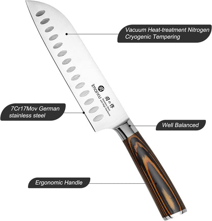 Santoku Knife 5 Inch, Japanese High Carbon Stainless Steel | Ultra Sharp Kitchen Knife, Chef Knife for Cutting Vegetable Meat, Ergonomic Pakkawood Handle, Best Choice for Home Kitchen