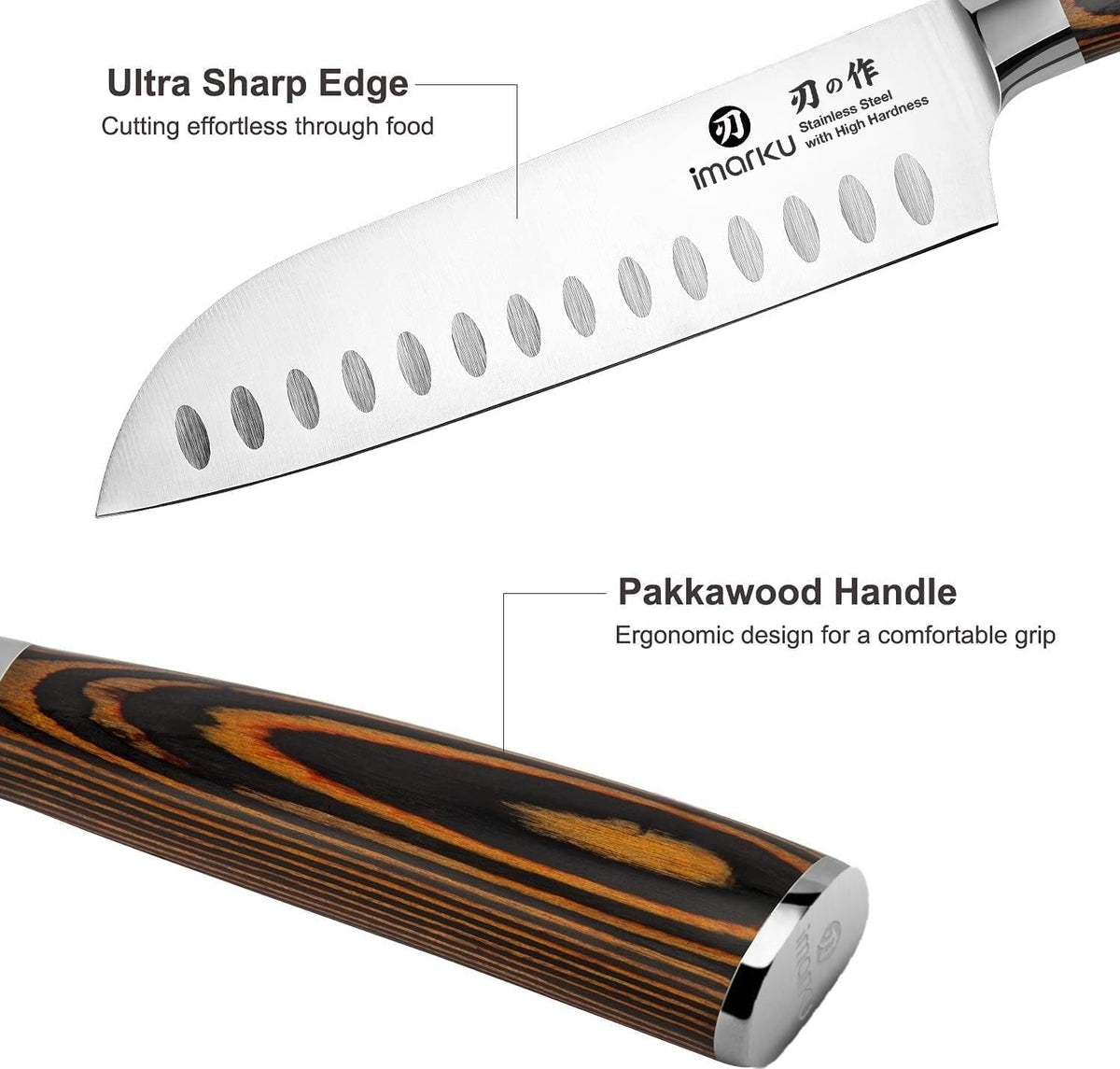 Santoku Knife 5 Inch, Japanese High Carbon Stainless Steel | Ultra Sharp Kitchen Knife, Chef Knife for Cutting Vegetable Meat, Ergonomic Pakkawood Handle, Best Choice for Home Kitchen