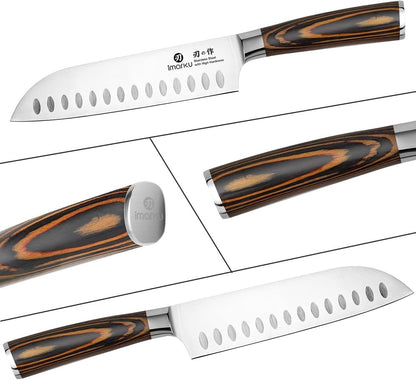 Santoku Knife 5 Inch, Japanese High Carbon Stainless Steel | Ultra Sharp Kitchen Knife, Chef Knife for Cutting Vegetable Meat, Ergonomic Pakkawood Handle, Best Choice for Home Kitchen
