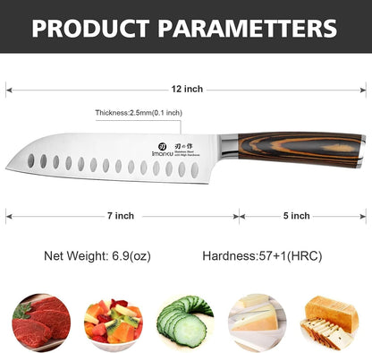 Santoku Knife 5 Inch, Japanese High Carbon Stainless Steel | Ultra Sharp Kitchen Knife, Chef Knife for Cutting Vegetable Meat, Ergonomic Pakkawood Handle, Best Choice for Home Kitchen